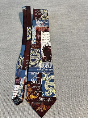 Eagles Wings Love The Lord Silk Paisley Tie Brown & Blue